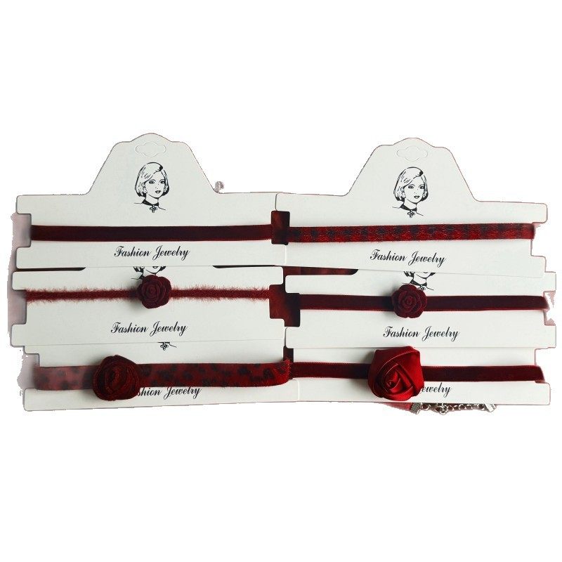 Cross-Border New Product Ankora Red Collar Rose Choker Clavicle Chain Christmas and New Year Necklace for Women