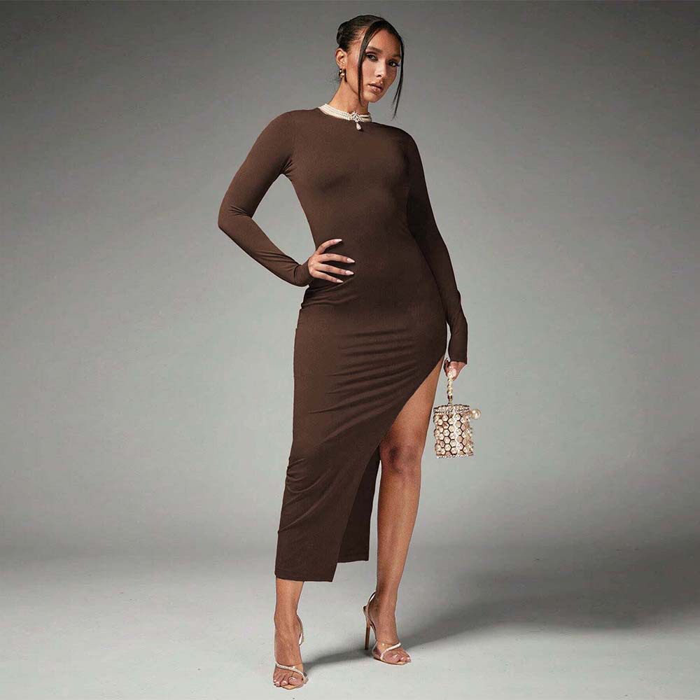 Backless Design Dress High Waist Slim Fit Solid Color Spring Summer Casual Wear Wholesale Available
