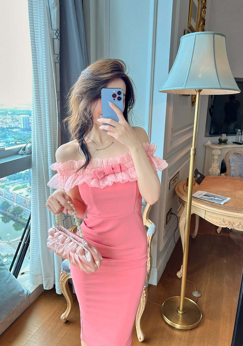 Đầm ôm body nữ dáng midi cổ yếm tay ngắn chất liệu thun lạnh cao cấp — [Hồng đậu] chi tiết 15