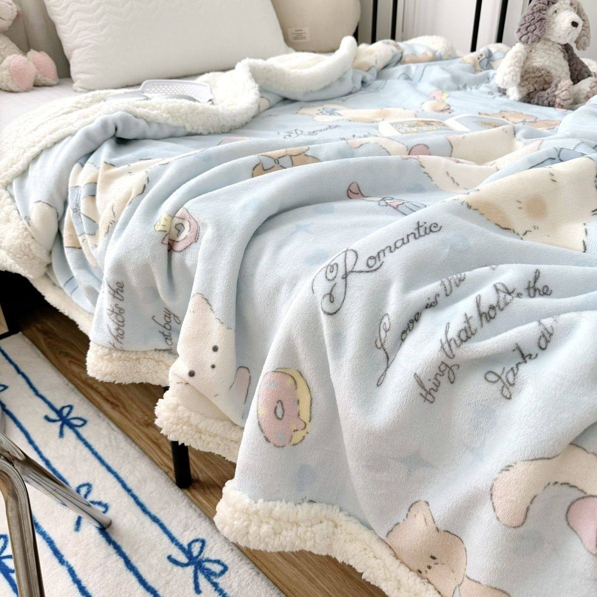 Thickened Milk Lamb Velvet Blanket Office Shawl Nap Blanket Student Dormitory Coral Velvet Sofa Blanket