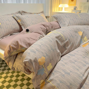 2024 new four-piece cotton cotton sanding thickened bed sheet quilt cover Nantong bedding autumn and winter