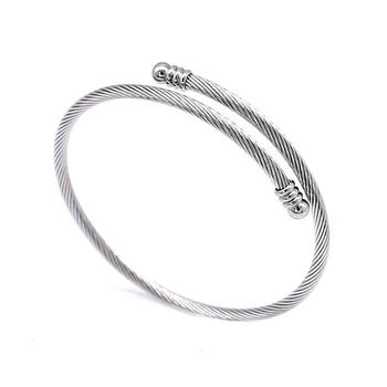 Steel Wire Bracelet Stainless Steel Open Bracelet Fashionable Simple Women's Versatile Bracelet Personalized Exquisite Pattern Bracelet