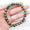 Amazon wish foreign trade cross-border peacock tiger eye stone mix and match three-color bracelet Agate black iron stone 8mm bracelet