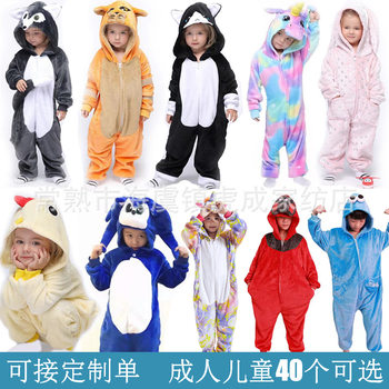 Cross-border foreign trade children's animal jumpsuit climbing clothes baby autumn and winter flannel gray wolf turtle haka one-piece pajamas