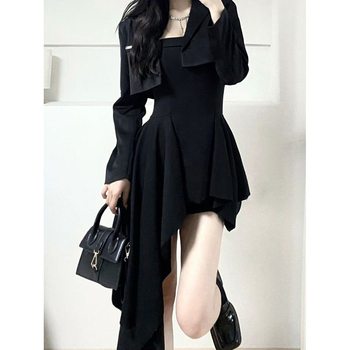 Suit for Women 2025 Early Autumn New Sweet and Cool Short Suit Jacket Waist Irregular Tube Top Dress Two-Piece Set