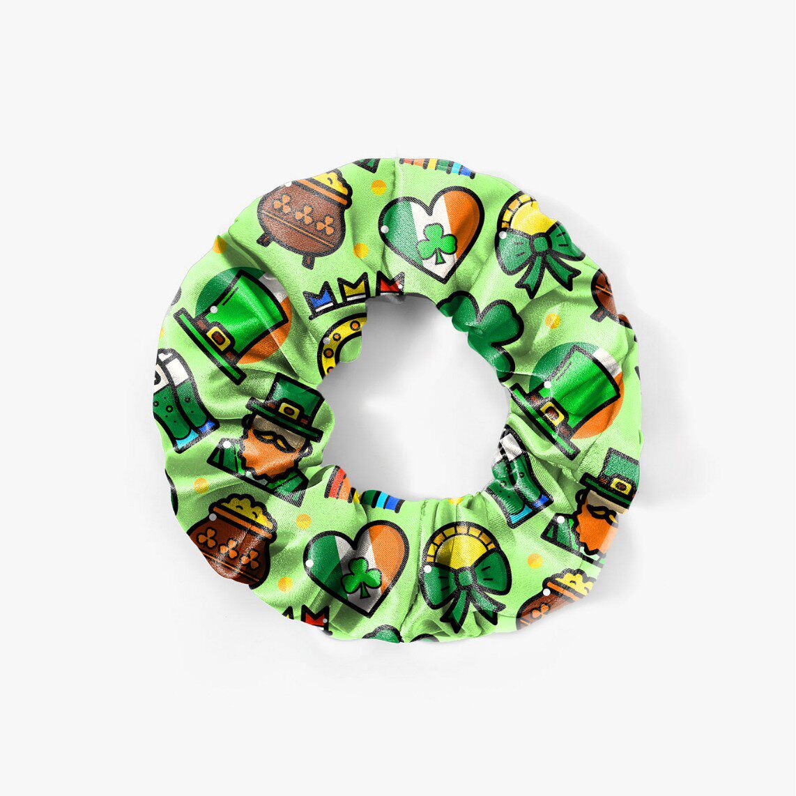 Cross Border Irish Festival Intestinal Hair Ring St Patrick's Day Printed Shamrock Ball Head Fashionable Saute Head Rope