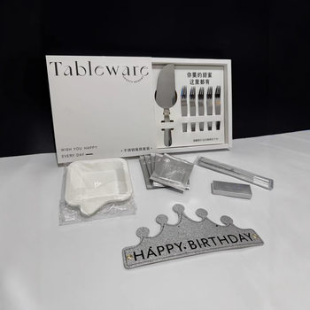 Birthday Cake Knife and Fork Stainless Steel Tableware Package Boxed High-end Candle Tableware One Combination