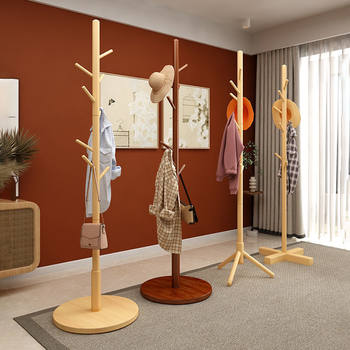 Coat rack floor vertical clothes rack Net red clothes rack bedroom living room simple solid wood drying rack direct wholesale