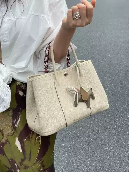 High-quality H-brand thick-necked Ntogo top-grain cowhide waxed thread steel hardware garden bag canvas and leather handbag