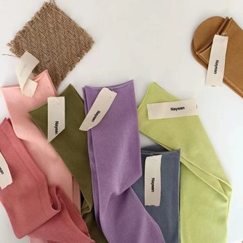 nayean South Korea Candy-colored Stacked Socks Straight Plate Non-heel Multicolor Curled Moon Socks Combed Cotton Parent-child Socks