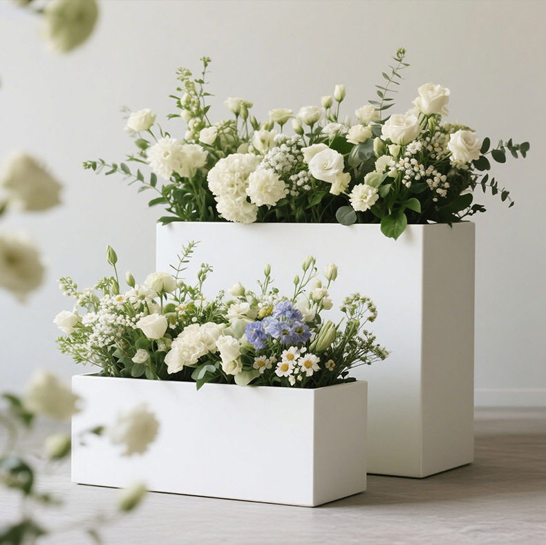 Outdoor Stainless Steel Flower Box Balcony Finished Flower Trough Commercial Street Iron Flower Bed Courtyard Partition Outdoor Flower Pot