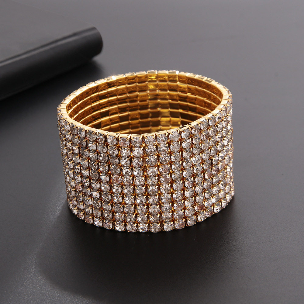 韩版经典个性时尚潮女弹性皮筋松紧满钻手链手镯饰品批发B053