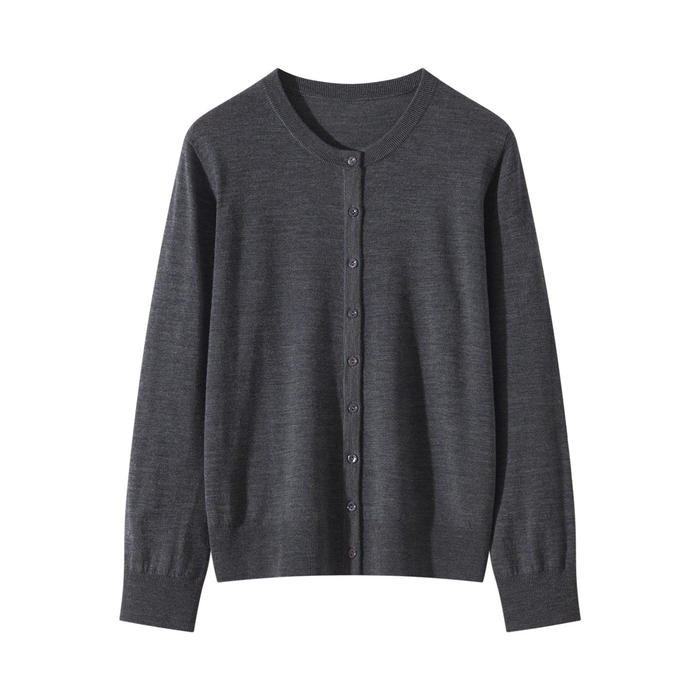 美丽诺精纺超细丝光羊毛衫女春秋薄款开衫圆领宽松外搭毛衣针织衫