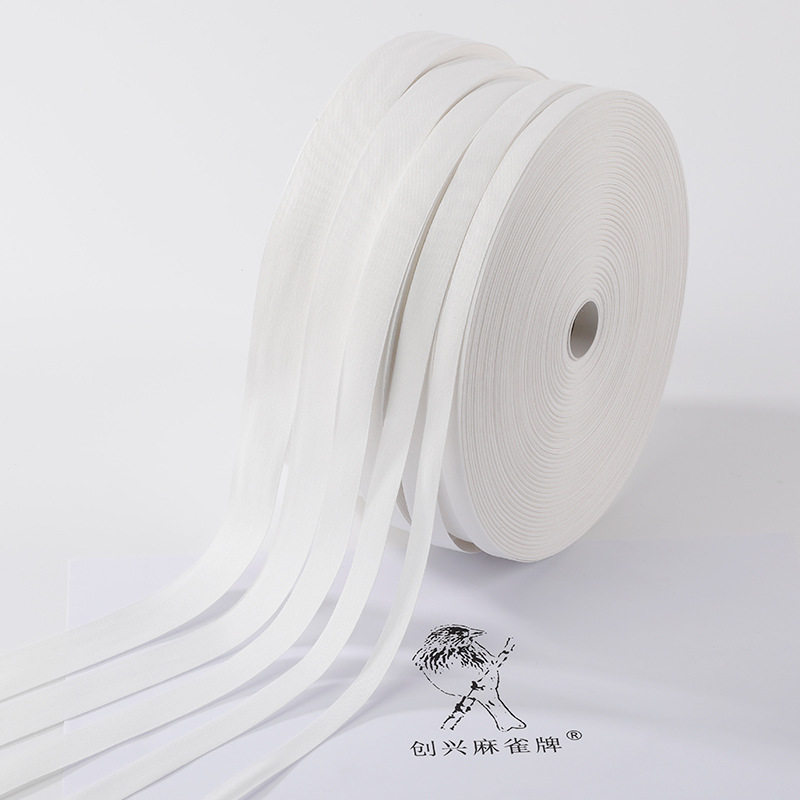 1cm wide white cotton trademark webbing edging cotton belt horizontal cotton webbing without fluorescent agent cotton webbing