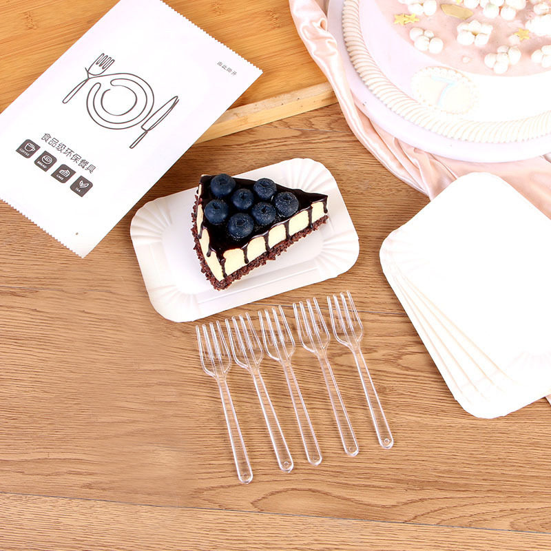 Birthday Cake Tableware Set Paper Plate Fork Disposable Knife and Fork Plate Baking Plate Fork Dish Combination Three in One