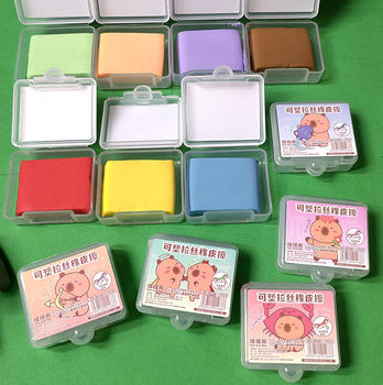 99308 Cartoon Color Changing Sticky Drawing Eraser Malleable and Malleable Cartoon Children's Soft Eraser 12 Colors