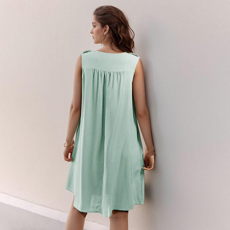 Casual A Line Dress Minimalist Style Loose Fit Solid Color Soft Draping Perfect for Everyday Wear Wholesale