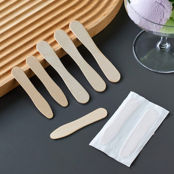 Disposable ice cream tasting wooden spoon 75/94 ice cream independent spoon biodegradable dessert spoon popsicle yogurt spoon
