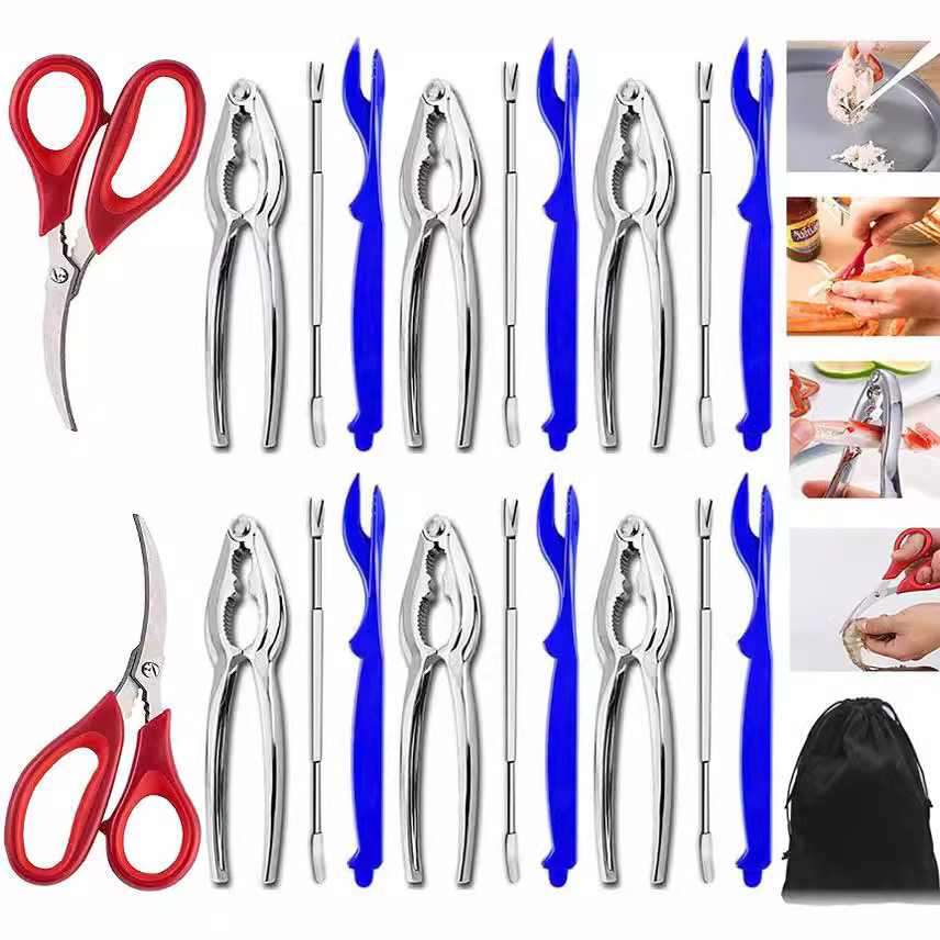 Multifunctional shelling nut clip stainless steel crab pliers household walnut pliers crab eating tool