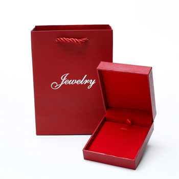 Jewelry pendant necklace box check retro English logo red composite jewelry packaging box factory