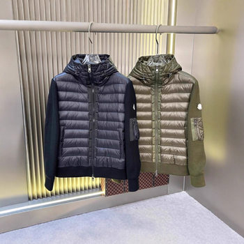 Factory High Version Mengjia 90 White Duck down m Brand Knitted Splicing Simple Versatile Slim Lightweight Hooded down Jacket