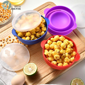 High Temperature Resistant Foldableable Oven Bowl Popcorn Bowl with Lid Popcorn Bucket Bamboo Vacuum Bowl
