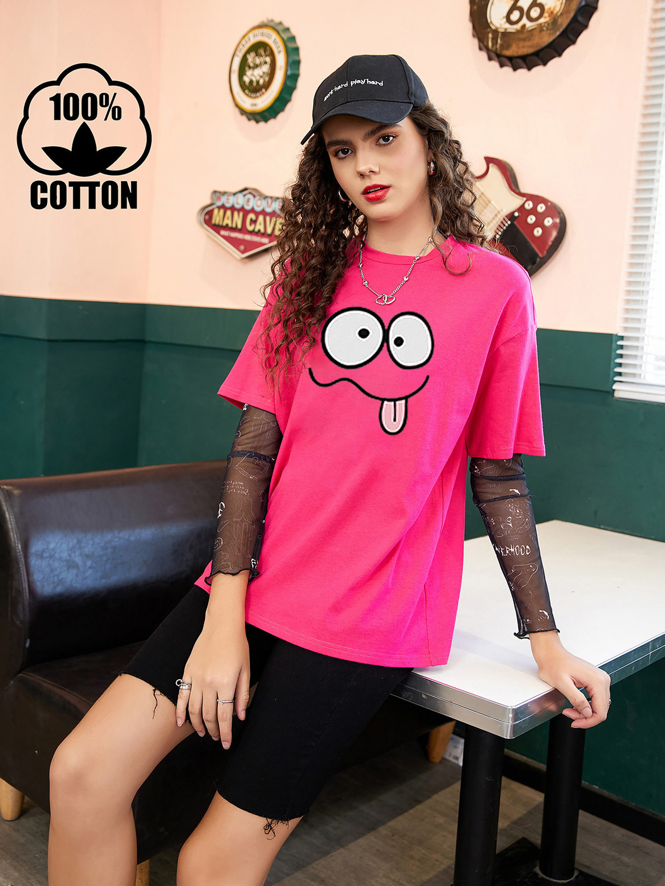 Cotton Printed Short Sleeve T Shirt Womens Casual Wear Comfortable Fit for Summer Ready to Ship