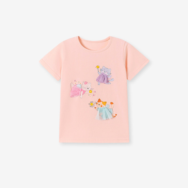Summer Short-sleeve Girls' Set, [Style] Cartoon Kids' T-shirt, Cute Baby Top
