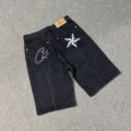 Black denim shorts