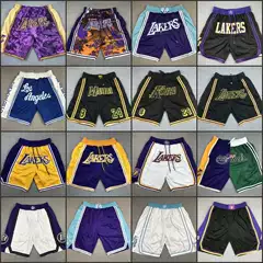 McGee Special Los Angeles Lakers KOBE Full Embroidered Zipper Pocket Pants Basketball Dense Embroidered Shorts
