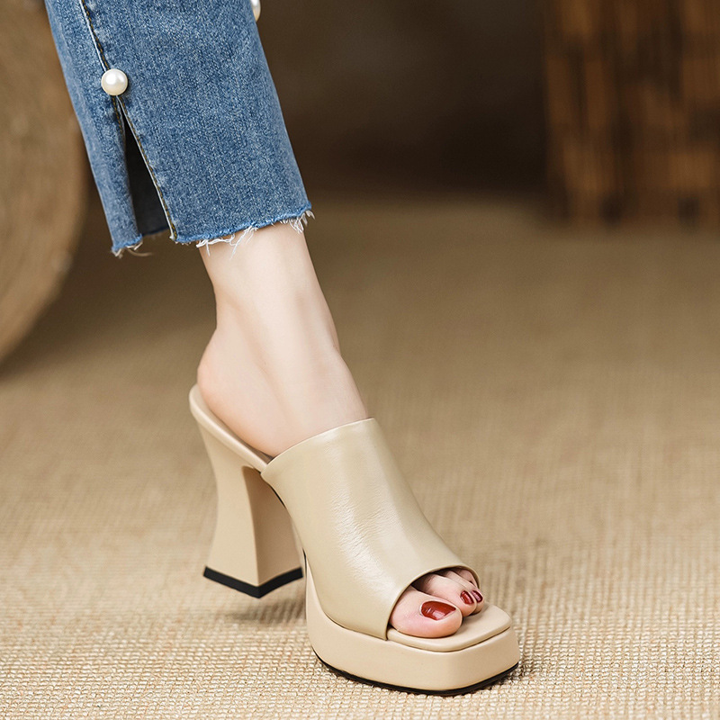 Sandal nữ quai ngang đế dày phong cách nhẹ nhàng thanh lịch, dép đi ngoài thoải mái — đen, mơ