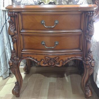 Manufacturer Supplies Bedroom Bedside Table Cross-Border American Retro Carved Solid Wood Bedside Table Home Solid Wood Bedside Storage