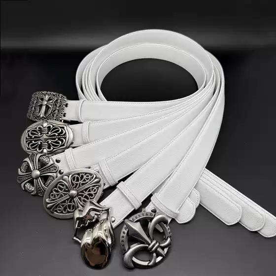 Punk Style European and American Trendy Crochet Buckle Decorative Cross Simple Belt Belt with Jeans Jacket High-End