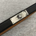 Silver buckle + two-layer black cowhide