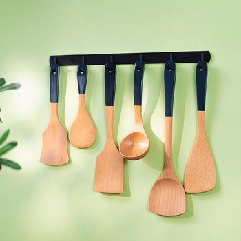 Beech Handle Paint Handle Spatula Wooden Cooking Spoon Shovel Household Wooden Shovel Non-stick Pan Stir-frying Shovel Japanese-style Kitchenware Set