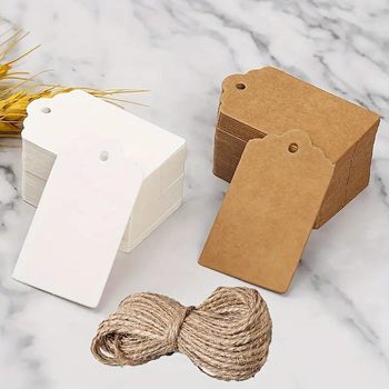 Amazon Blank Tag Plus Hemp Rope Cross-Border Kraft Paper Card Export White Cardboard Tag Gift Tag Hanging Card
