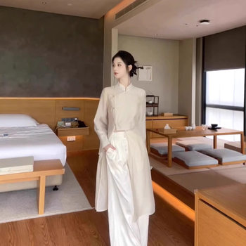 New Chinese Women's Wear Chinese Style Tea Suit Zen Style Cool Cold Relaxation Old Money Style suit Spring Wear a Complete Set