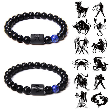 Amazon Cross-Border Hot Selling Stone Bead Bracelet Men's Twelve Constellations Couple's Hand Accessories Foreign Trade Jewelry Wholesale