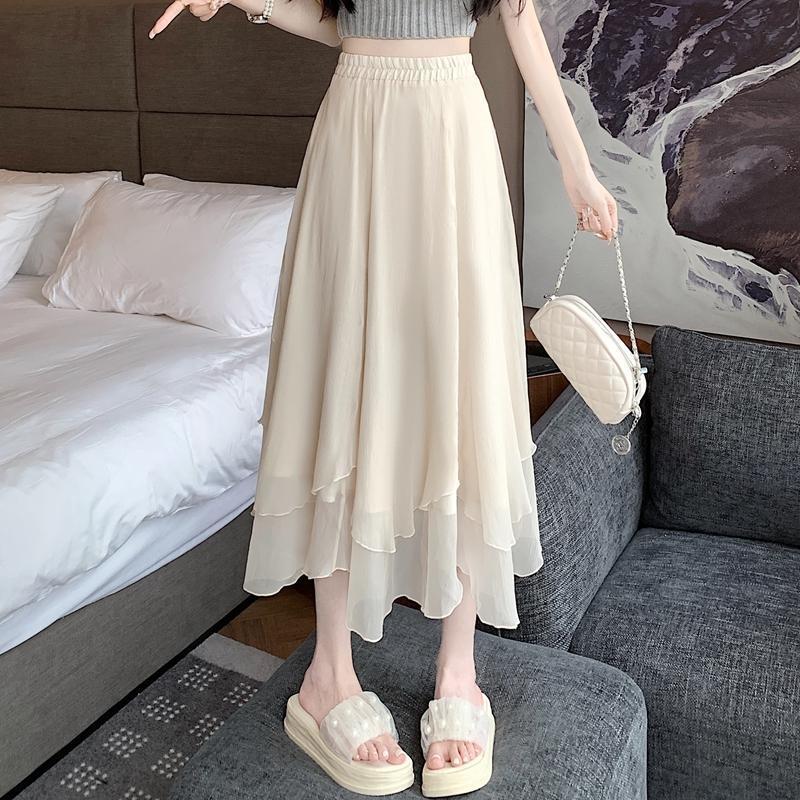 High Waist A Line Maxi Skirt for Women Lightweight Mesh Fabric Summer Casual Wear