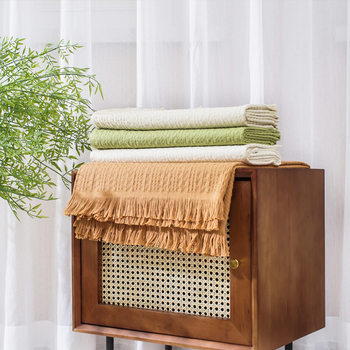 Source Manufacturer Wholesale Cross-Border Classic Plain Cotton Waffle Gauze Blanket Towel Quilt Sofa Blanket Air Conditioning Quilt