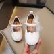 Korean Style Girls Princess Shoes 2024 Spring & Fall New Baby Soft Sole Shoes Children's Pearl Performance Shoes Beanie Shoes Trbottomy