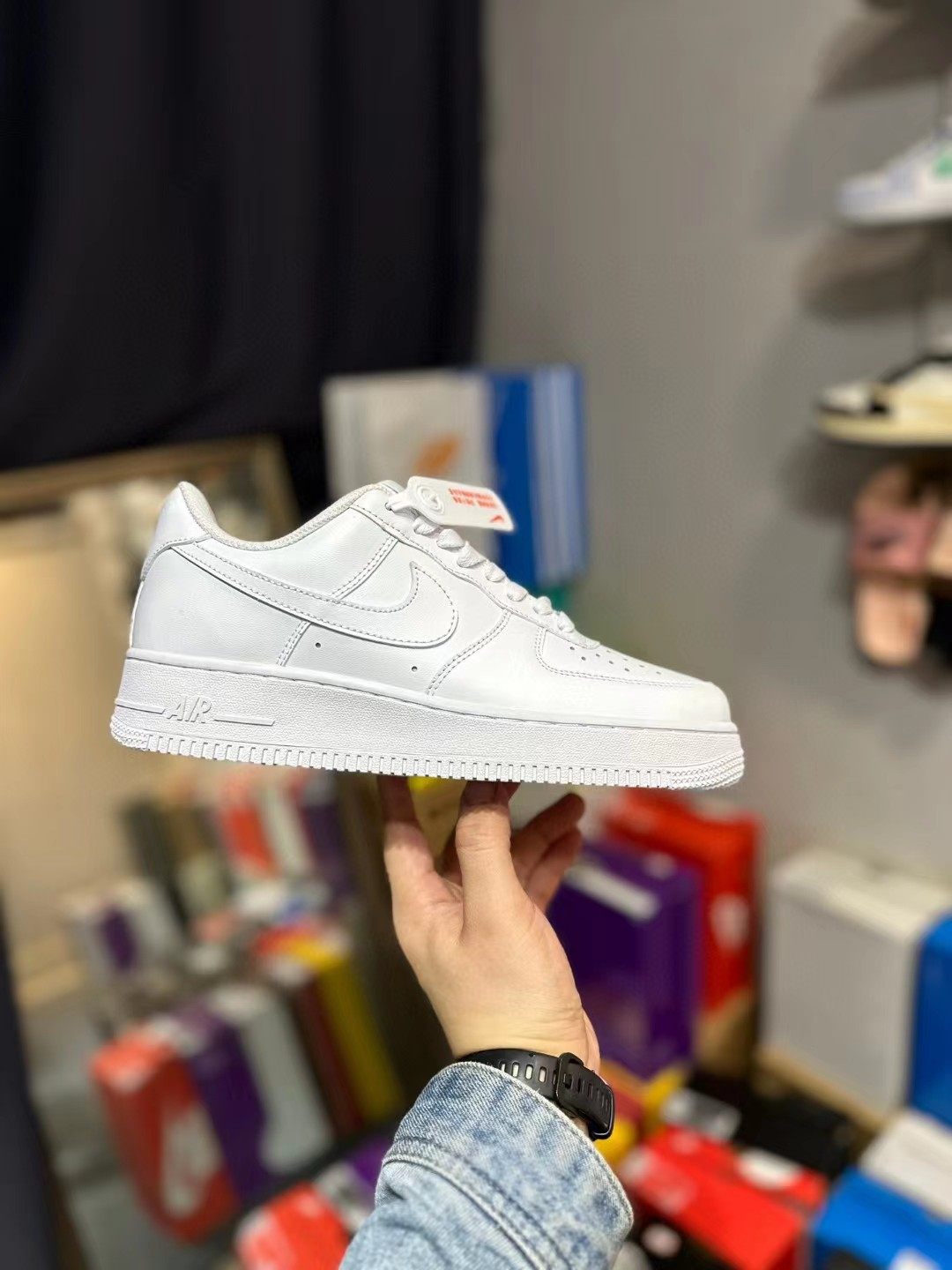 Чисто-белые ботинки Air Force One из воловьей кожи первого слоя AF1 Black Samurai полностью белого цвета, классические белые туфли с низким вырезом, пара спортивных туфель Изображение 1