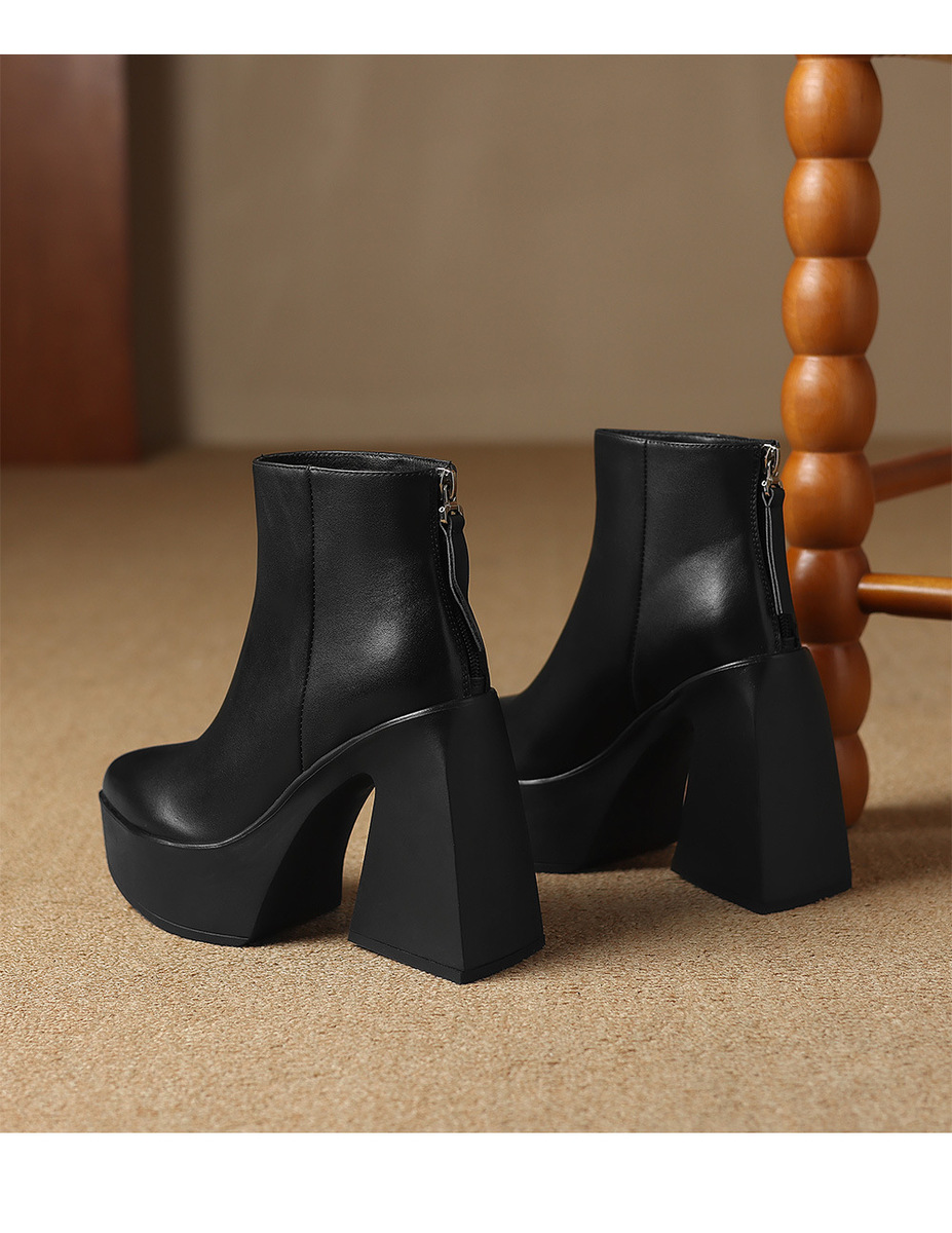 Boot Martin nữ gót siêu cao 12cm đế dày phong cách thời trang — Mặt da lót nhung, Mặt da một lớp lót trong, Mặt nhung lót nhung, Mặt nhung một lớp lót trong