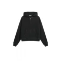 Embroidered letter zipper jacket black