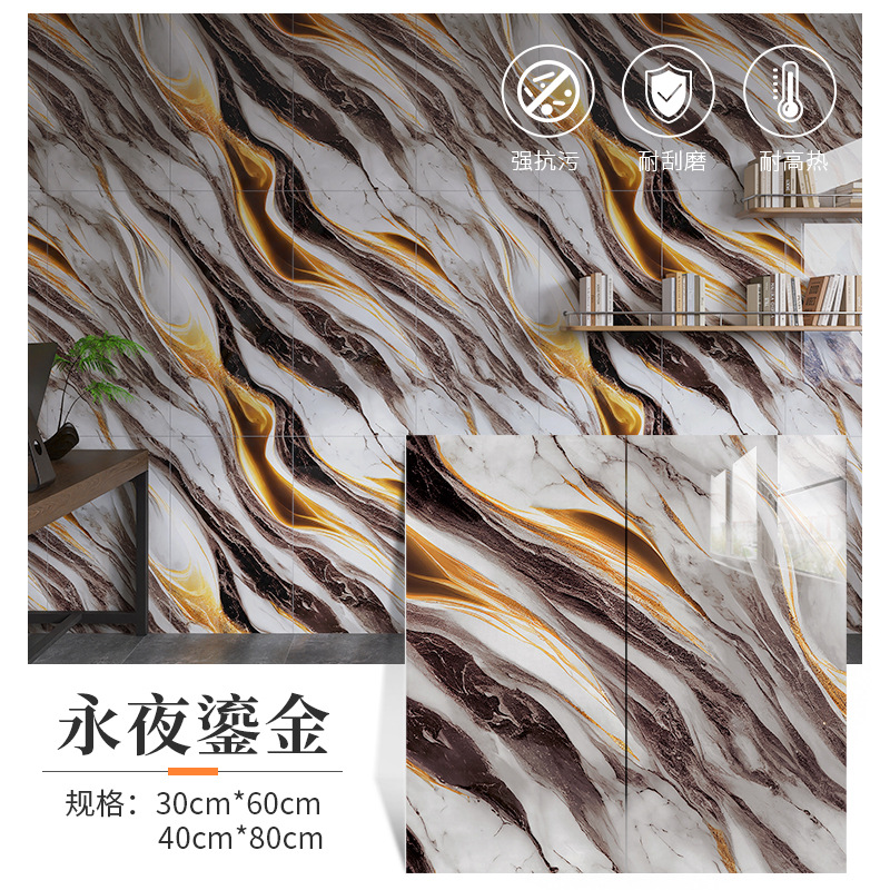 厨房防潮仿瓷砖墙贴大理石墙纸仿铝塑板翻新耐脏防撞防油自粘墙贴