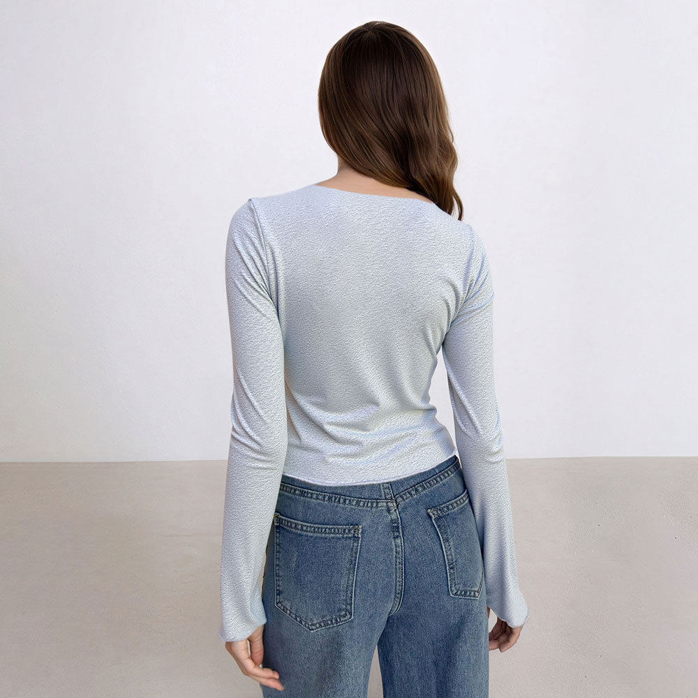Womens Long Sleeve T Shirt Minimalist Style Youthful Vibe Solid Color Spring Summer Fashion Wholesale Available