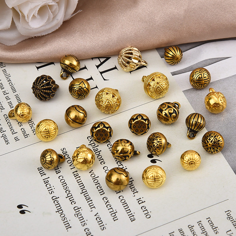 New Chinese Style Button Small Pendant Beads Tang Suit Hanfu Ethnic Style Decorative Buckle DIY Beads Button Wholesale Metal Buckle
