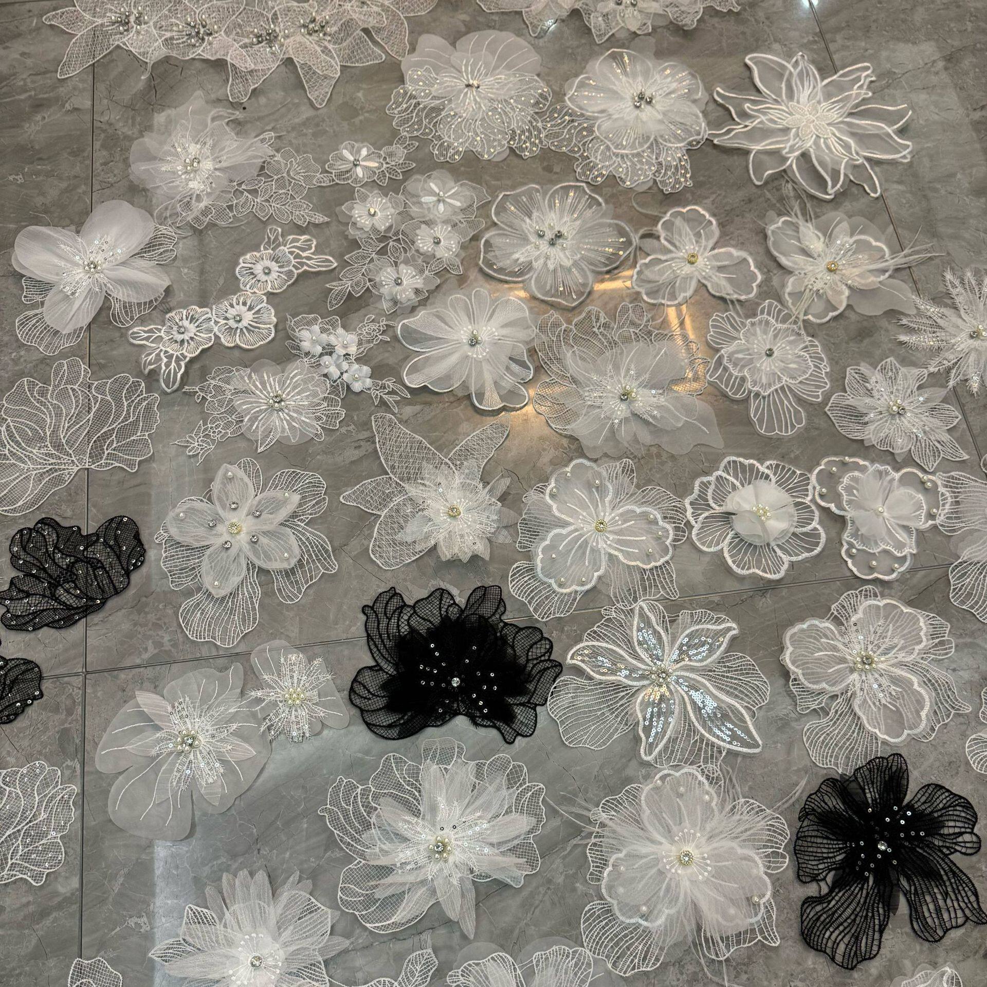 Three-Dimensional Heavy Lace Embroider Lace Fashion Patch Decorative Petal Dress Wedding Dress Accessories Accessories