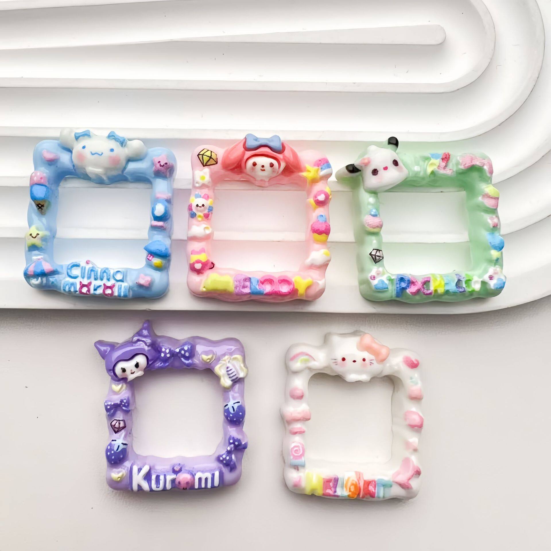 Cartoon Sanlio photo frame diy resin accessories cute color handmade refrigerator box bag buckle mobile phone chain jewelry