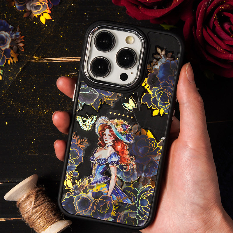 Diablo Phantom of the Opera PET tape gilded flower note set series gilded flower hand account decoration material cycle paste 6